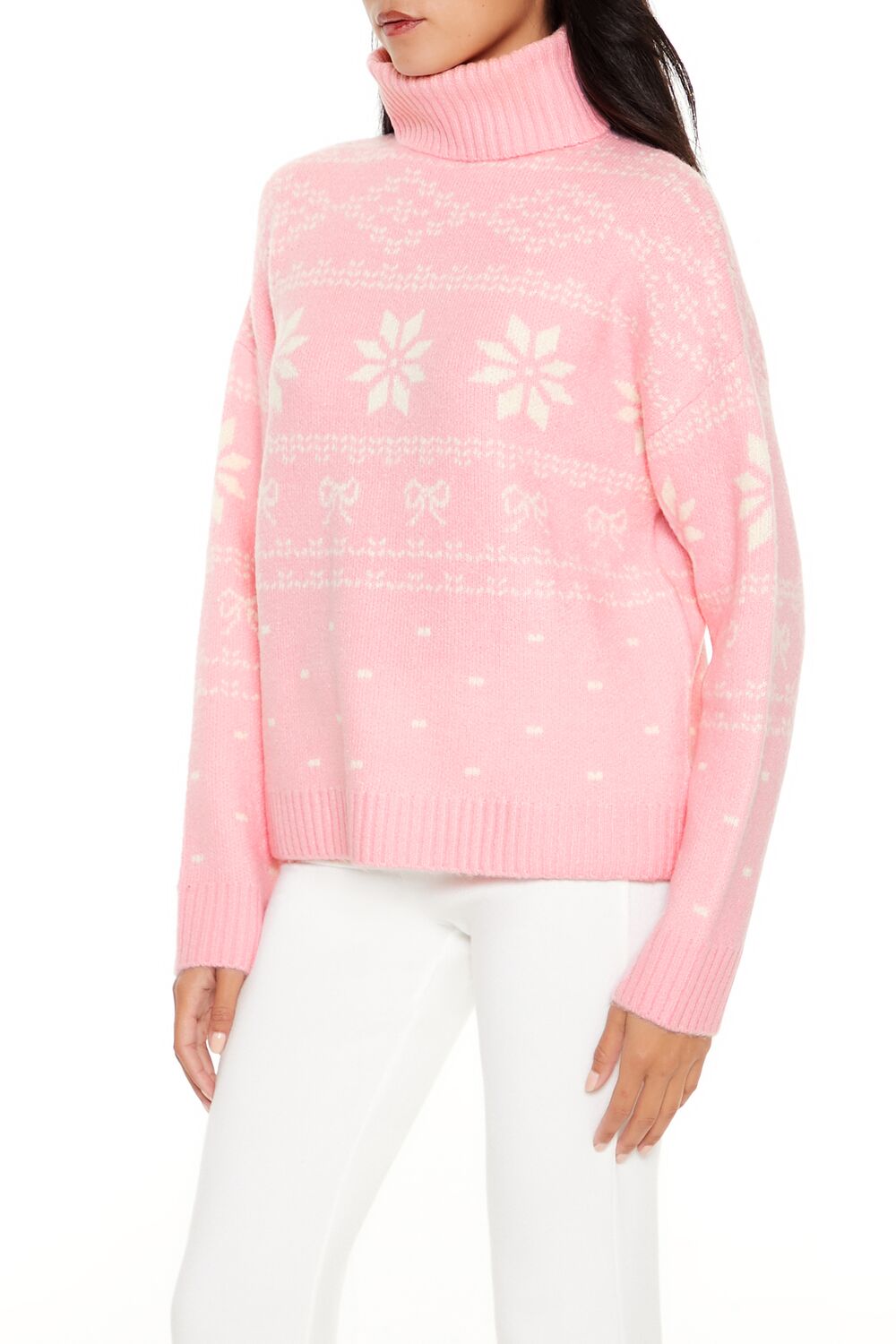 Fair Isle Bow Turtleneck Sweater - Image 4