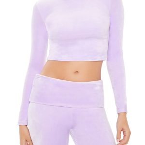 Velour Long-Sleeve Crop Top