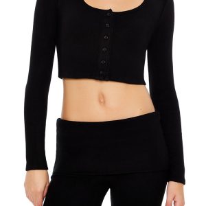 Button-Front Crop Top
