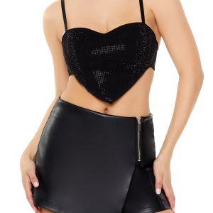 Heart Rhinestone Cropped Cami