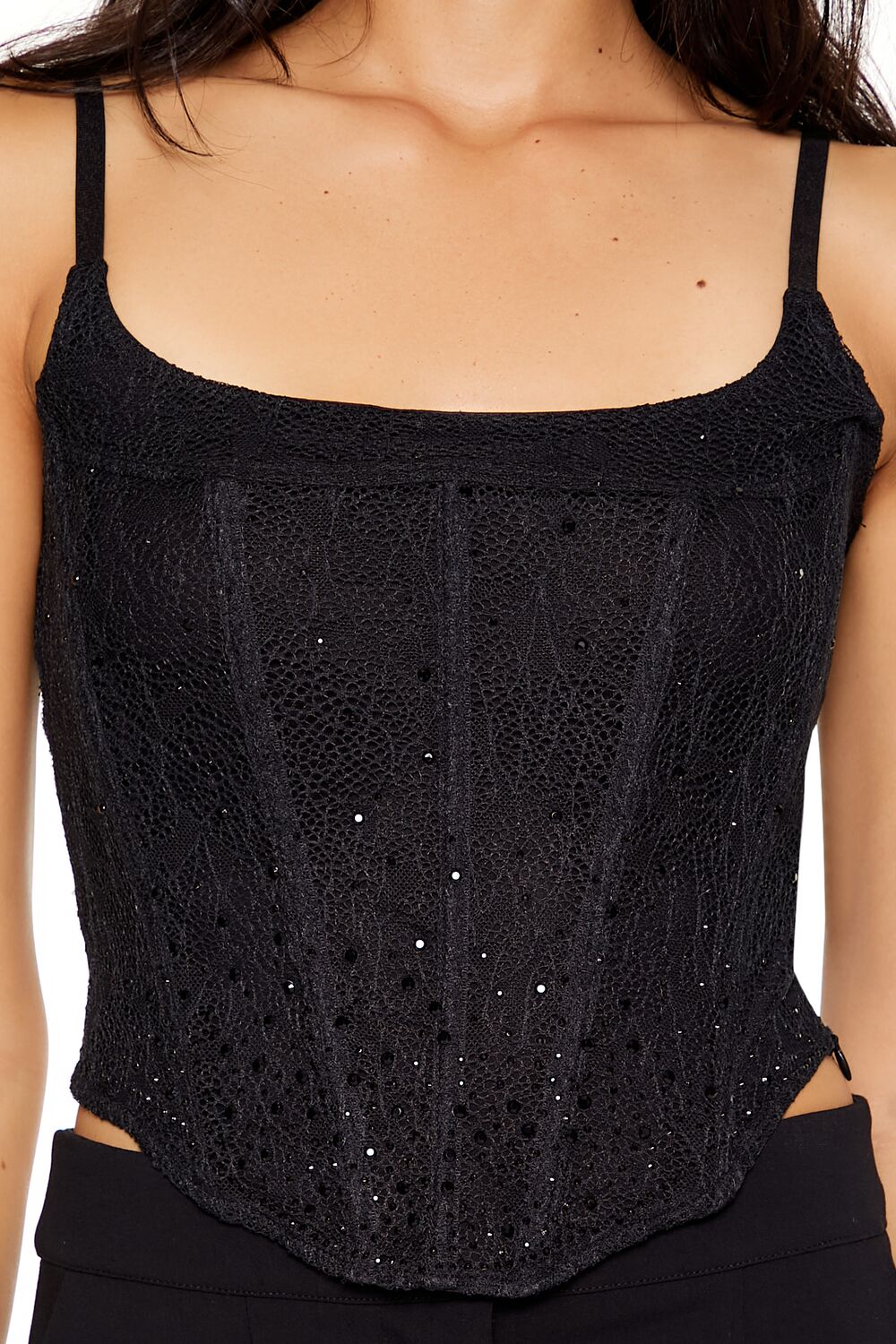Lace Rhinestone Corset Cami - Image 3