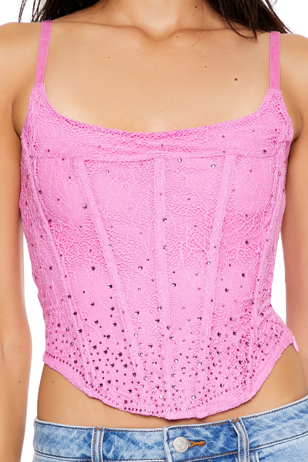 Lace Rhinestone Corset Cami - Image 8