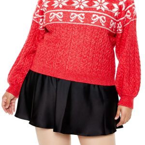Plus Size Fair Isle Poinsettia Sweater