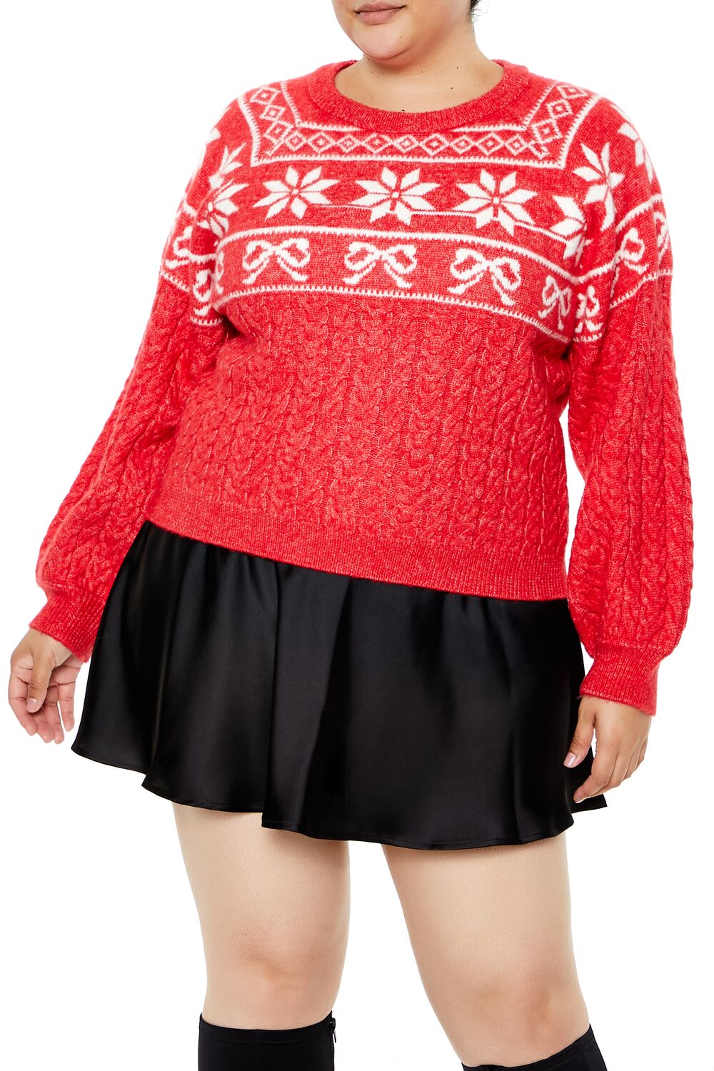 Plus Size Fair Isle Poinsettia Sweater