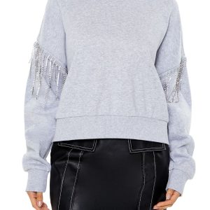Rhinestone Fringe Pullover