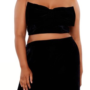 Plus Size Velvet Bow Tube Top