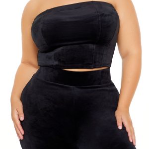 Plus Size Velour Cropped Tube Top