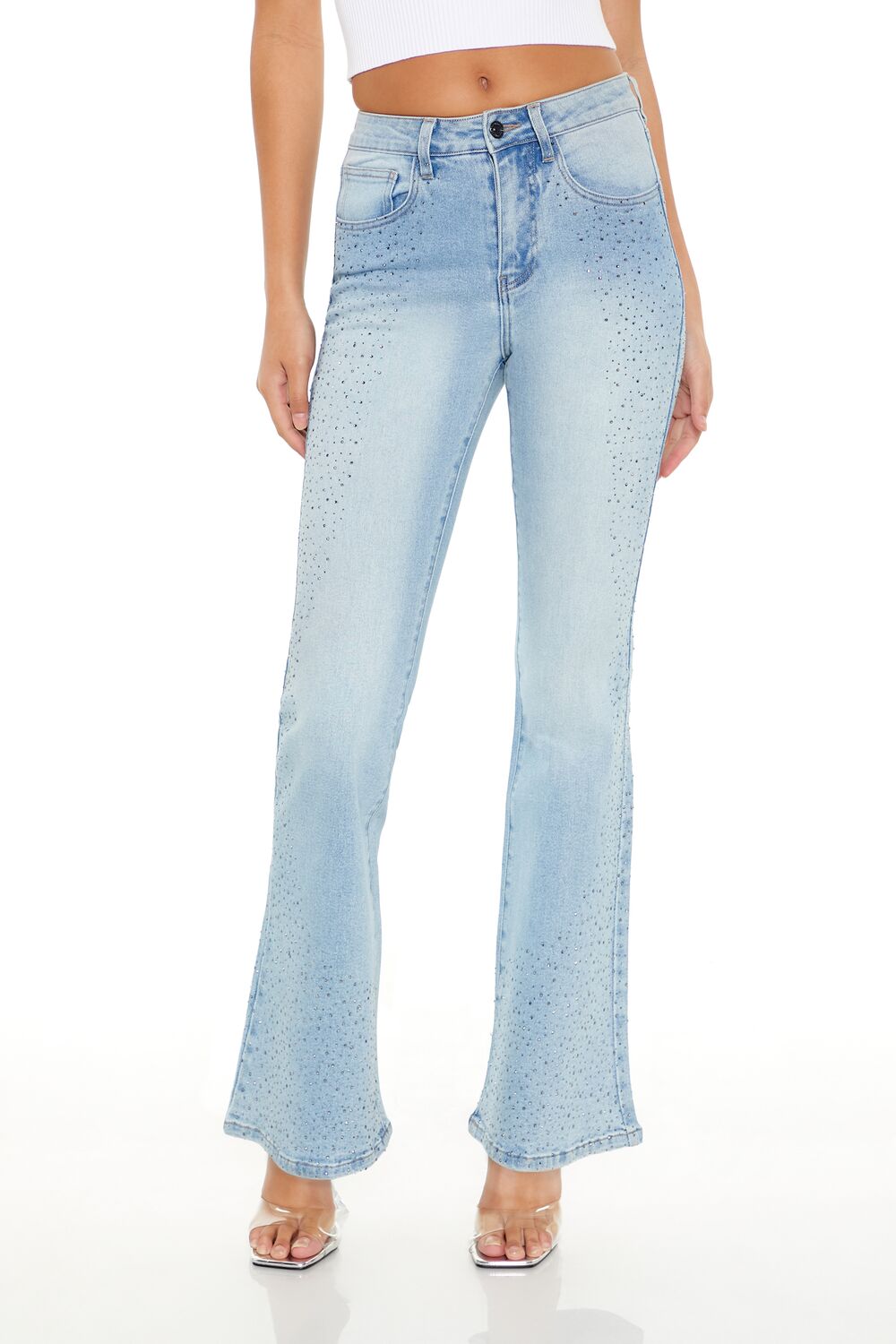 Rhinestone High-Rise Flare Jeans - Image 2