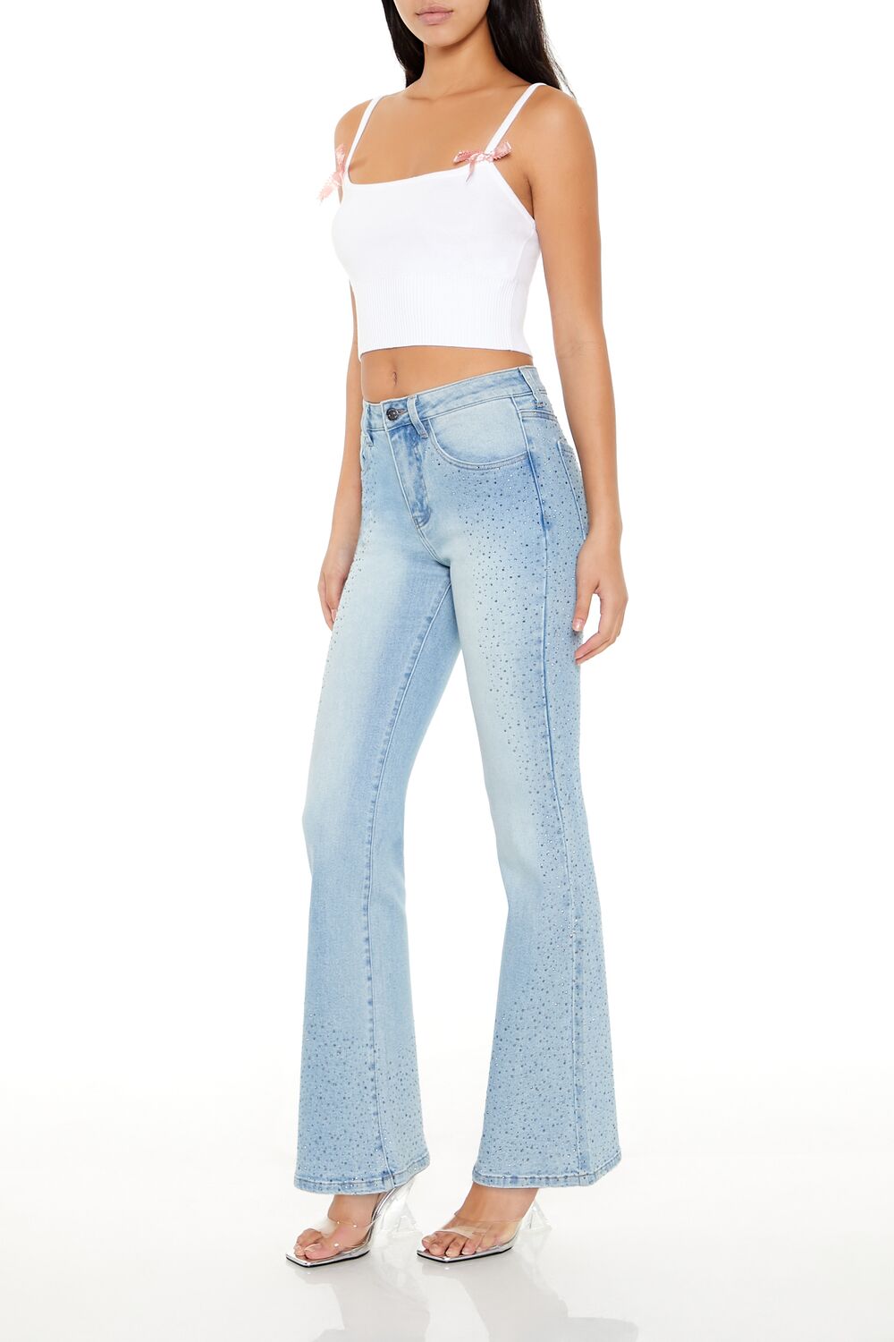 Rhinestone High-Rise Flare Jeans - Image 3
