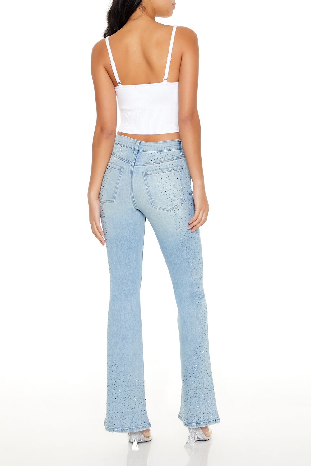 Rhinestone High-Rise Flare Jeans - Image 4