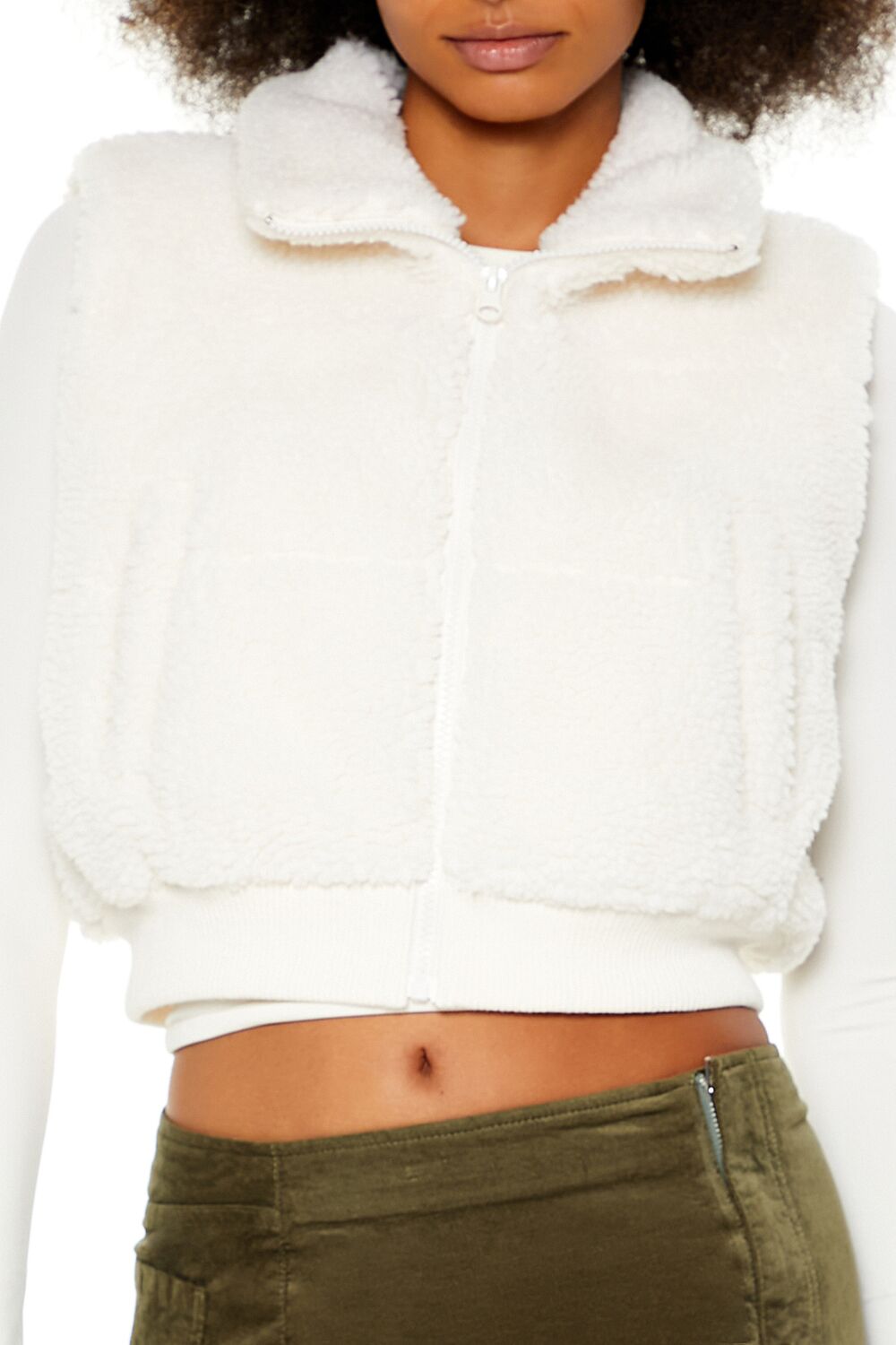 Faux Shearling Cropped Vest - Image 3