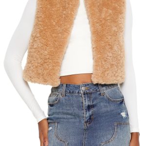 Faux Shearling Cropped Vest