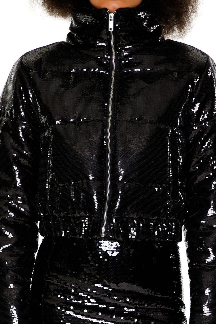 Sequin Zip-Up Puffer Jacket - Image 3