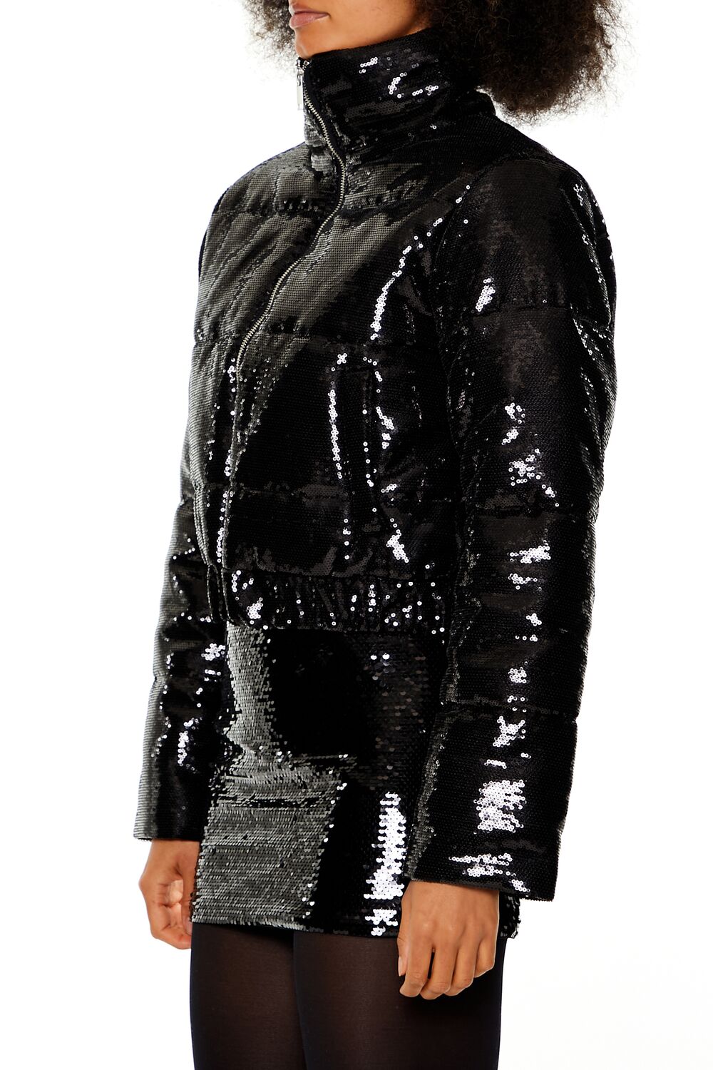 Sequin Zip-Up Puffer Jacket - Image 4