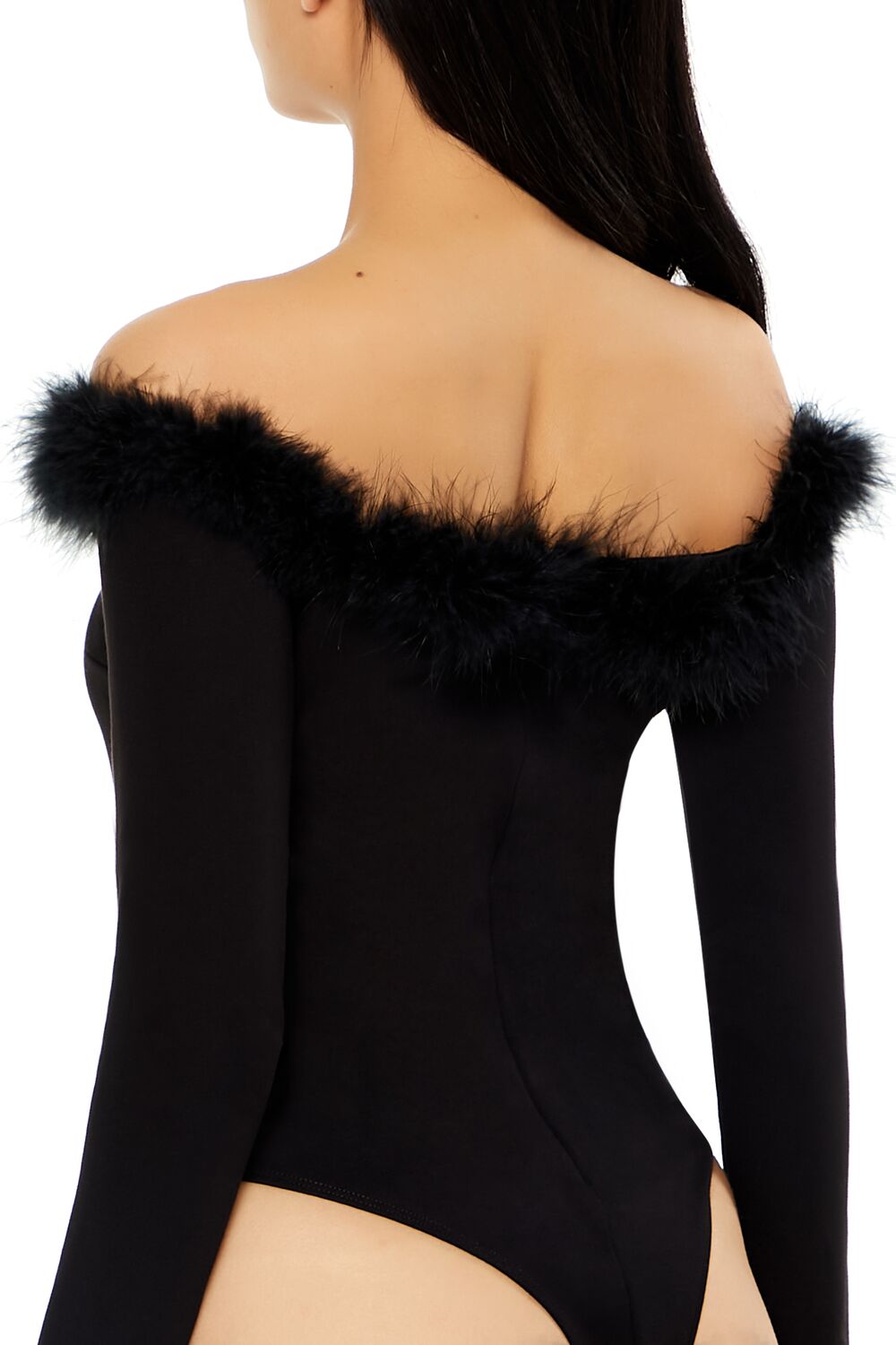 Faux Feather-Trim Off-the-Shoulder Bodysuit - Image 5