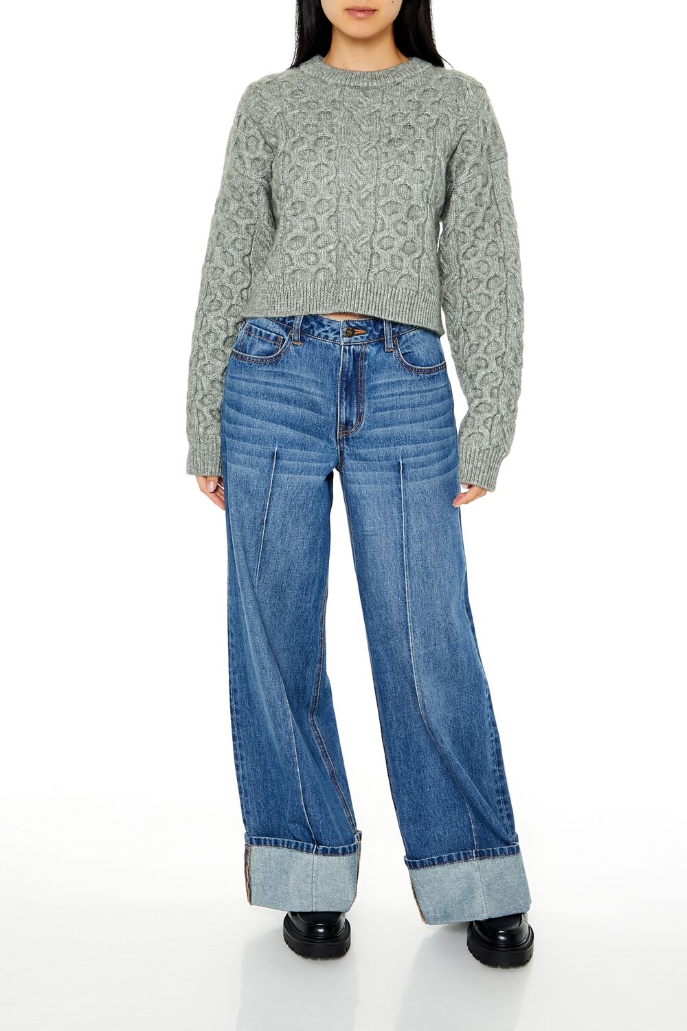 Cable & Honeycomb Knit Sweater - Image 7