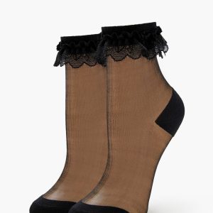 Lace-Trim Mesh Crew Socks