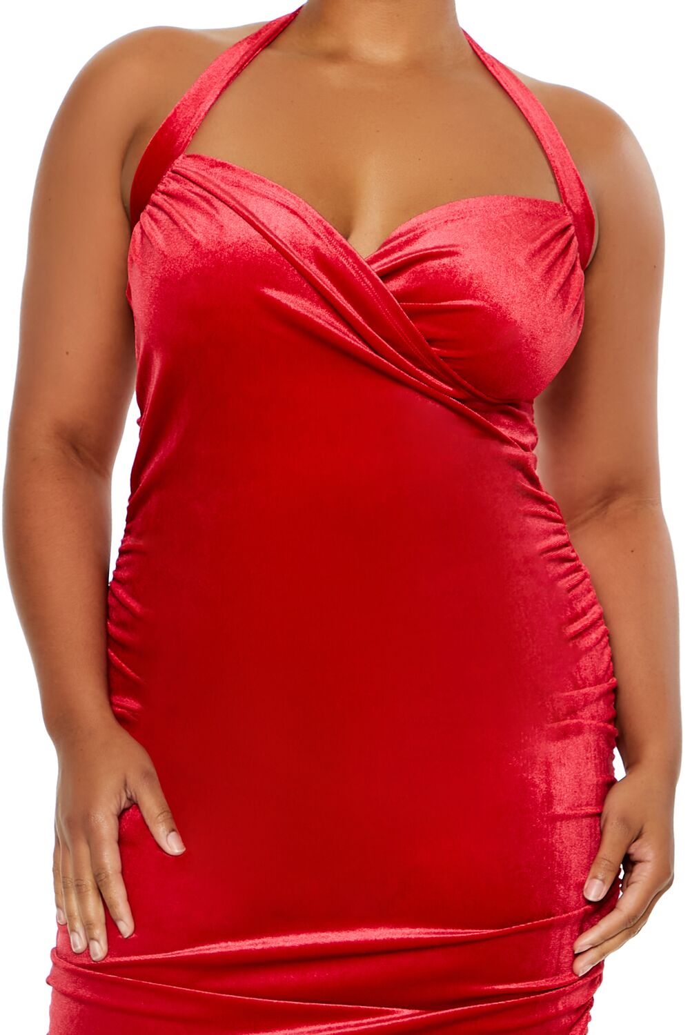 Plus Size Velvet Halter Mini Dress - Image 5