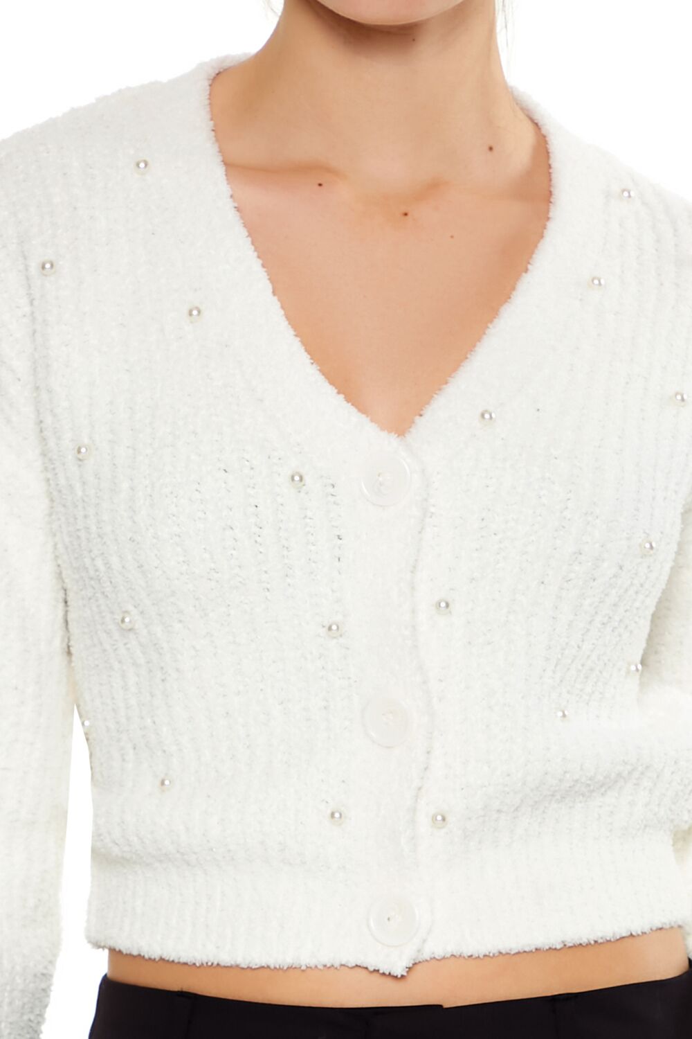 Faux Pearl Cardigan Sweater - Image 3