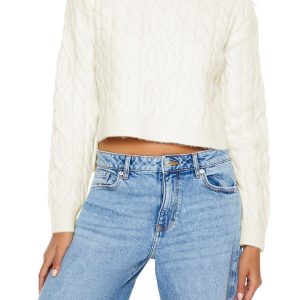 Cropped Cable Knit Sweater