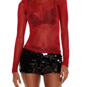 Sheer Glitter Turtleneck Sweater