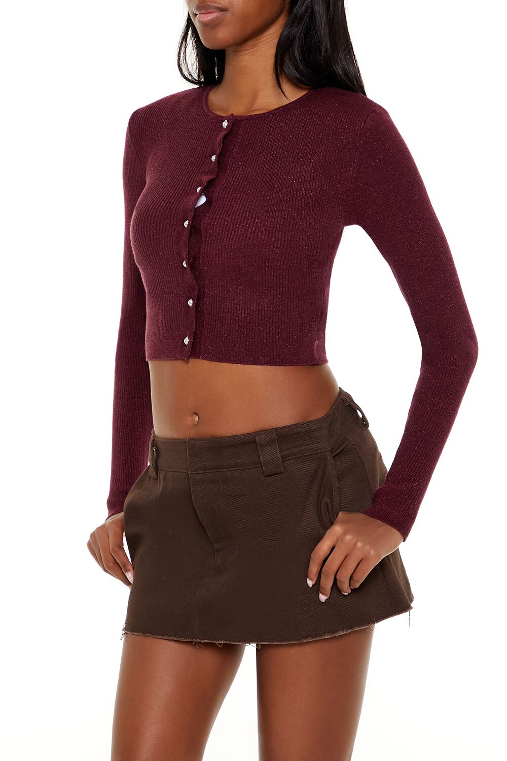 Faux Pearl Glitter Cardigan Sweater - Image 9