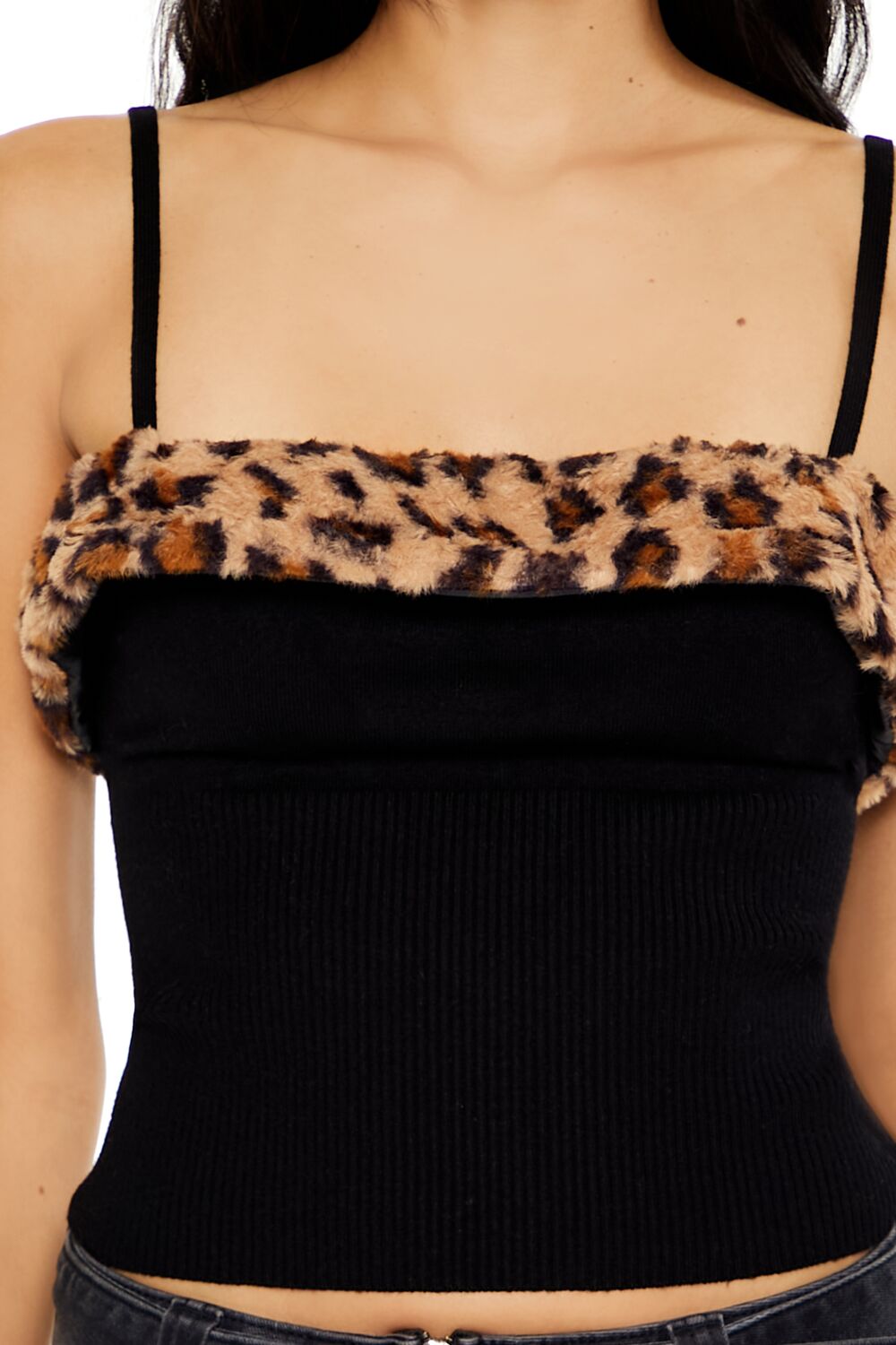 Leopard Faux Fur Sweater-Knit Cami - Image 3
