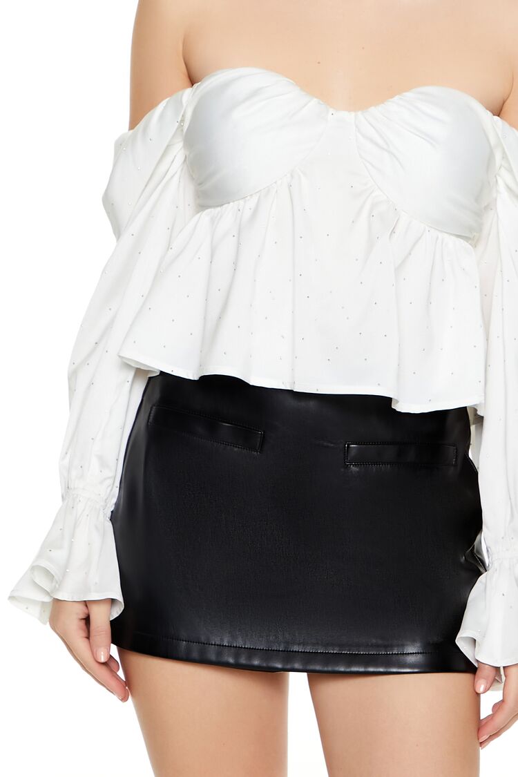 Off-the-Shoulder Peplum Crop Top - Image 3