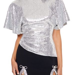 Sequin Butterfly-Sleeve Top