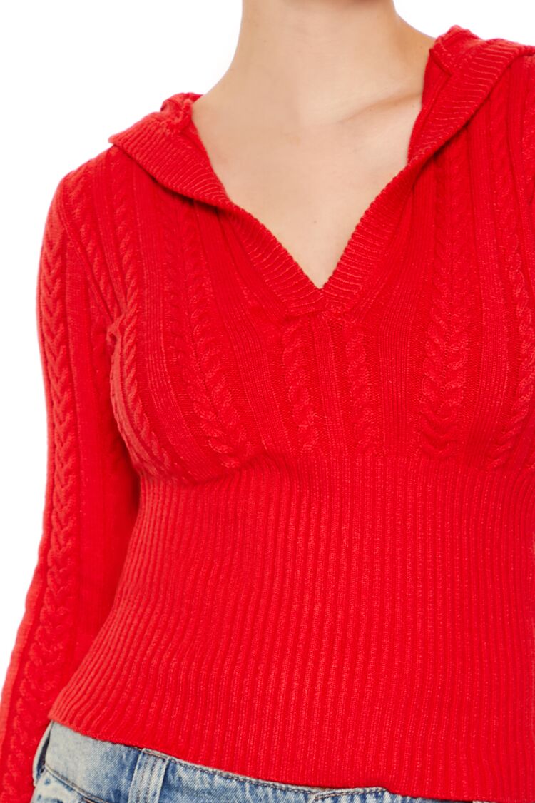 Hooded Cable Knit Sweater - Image 13