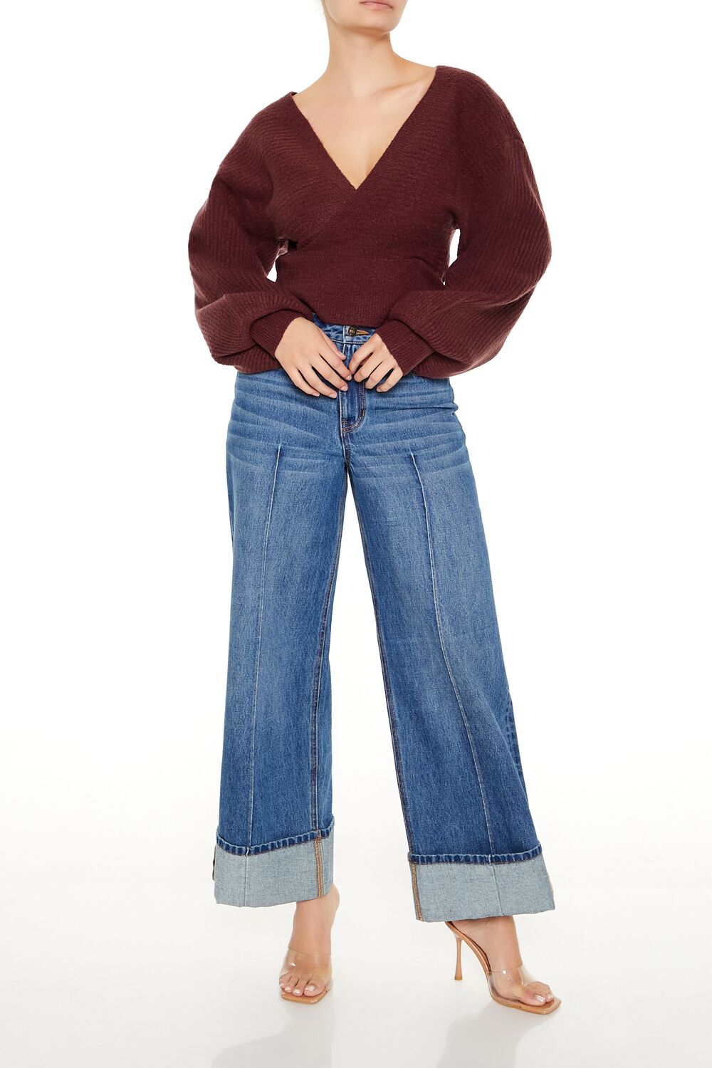 Peasant-Sleeve Surplice Sweater - Image 2