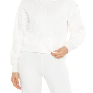 Faux Pearl Cable Knit Sweater