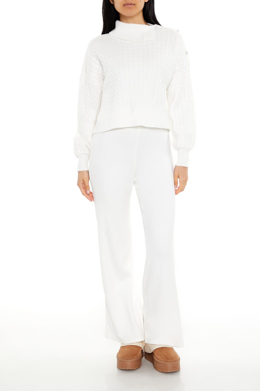 Faux Pearl Cable Knit Sweater - Image 2