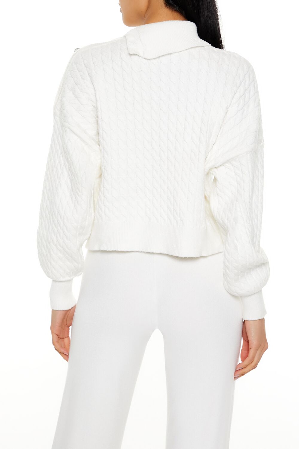 Faux Pearl Cable Knit Sweater - Image 5