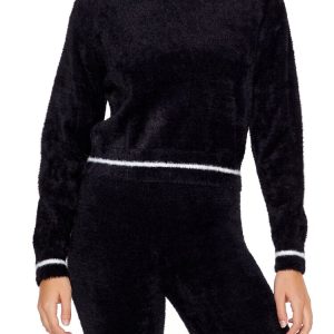 Two-Tone Fuzzy Knit Sweater