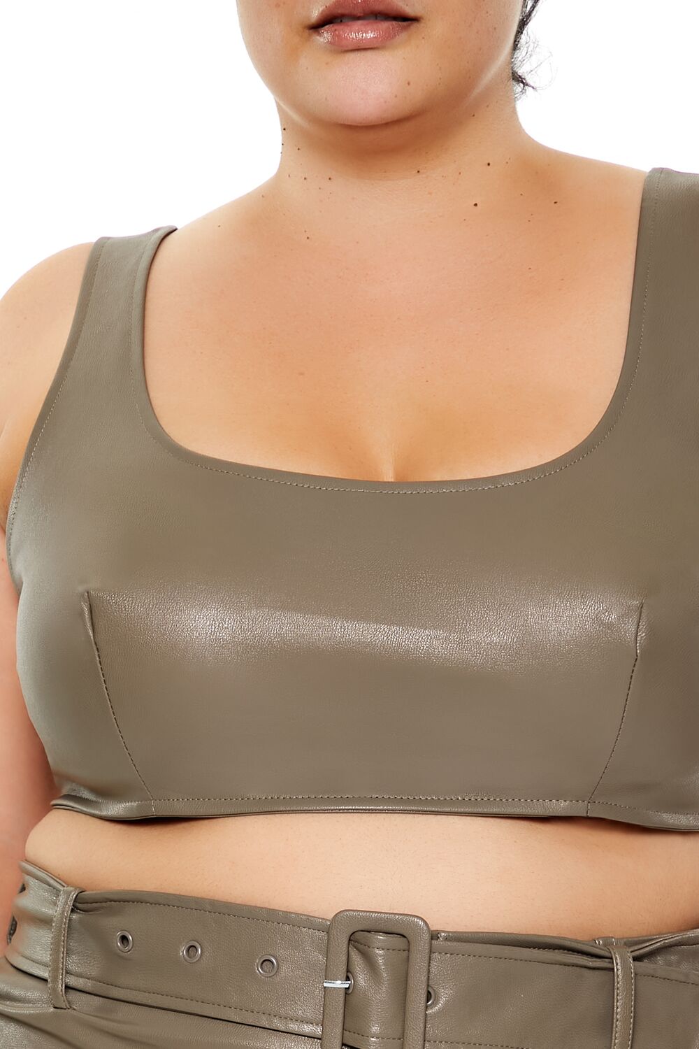 Plus Size Faux Leather Crop Top - Image 3