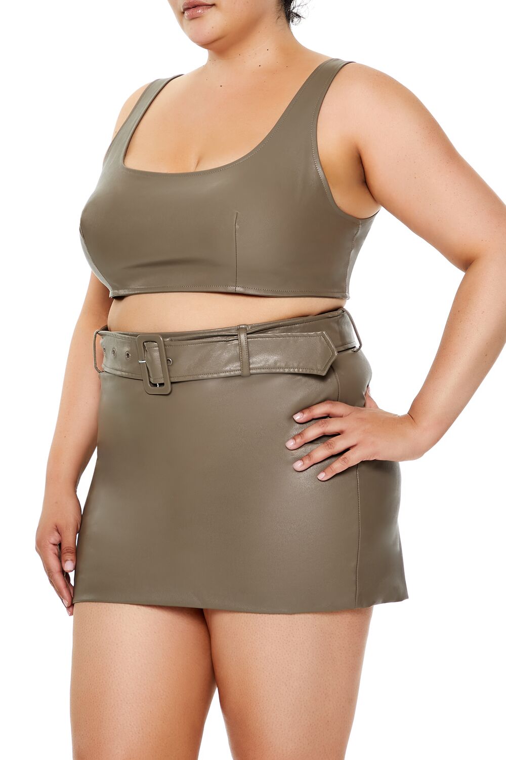 Plus Size Faux Leather Crop Top - Image 4