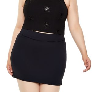 Plus Size Flower Sequin Crop Top