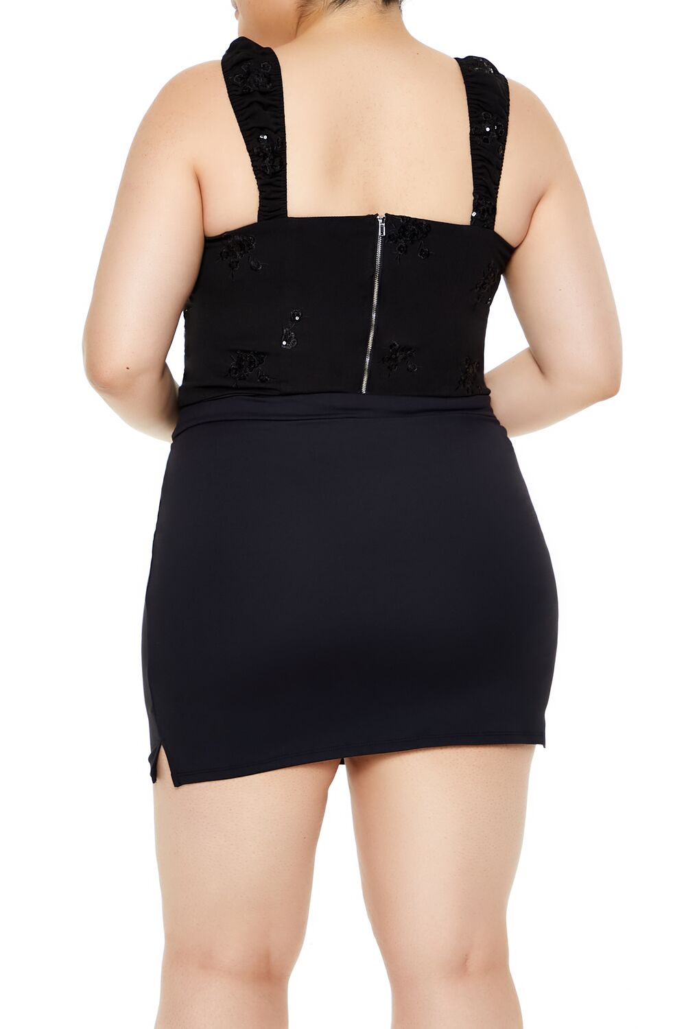 Plus Size Flower Sequin Crop Top - Image 5