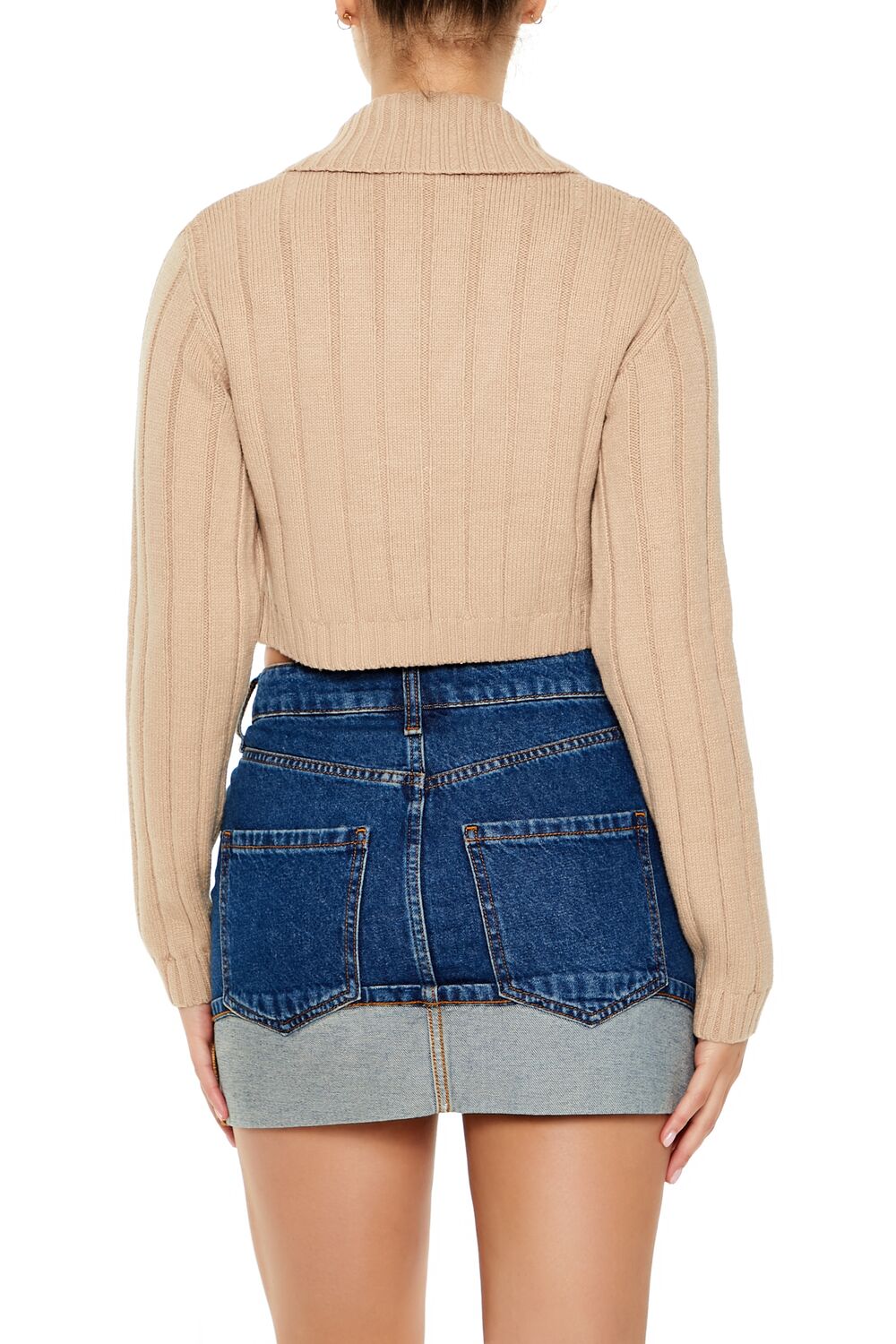 Cropped Rib-Knit Cardigan Sweater - Image 5