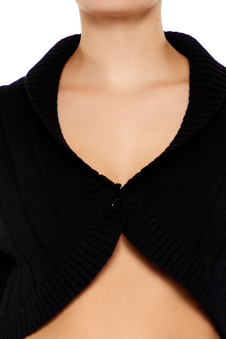 Cropped Rib-Knit Cardigan Sweater - Image 8