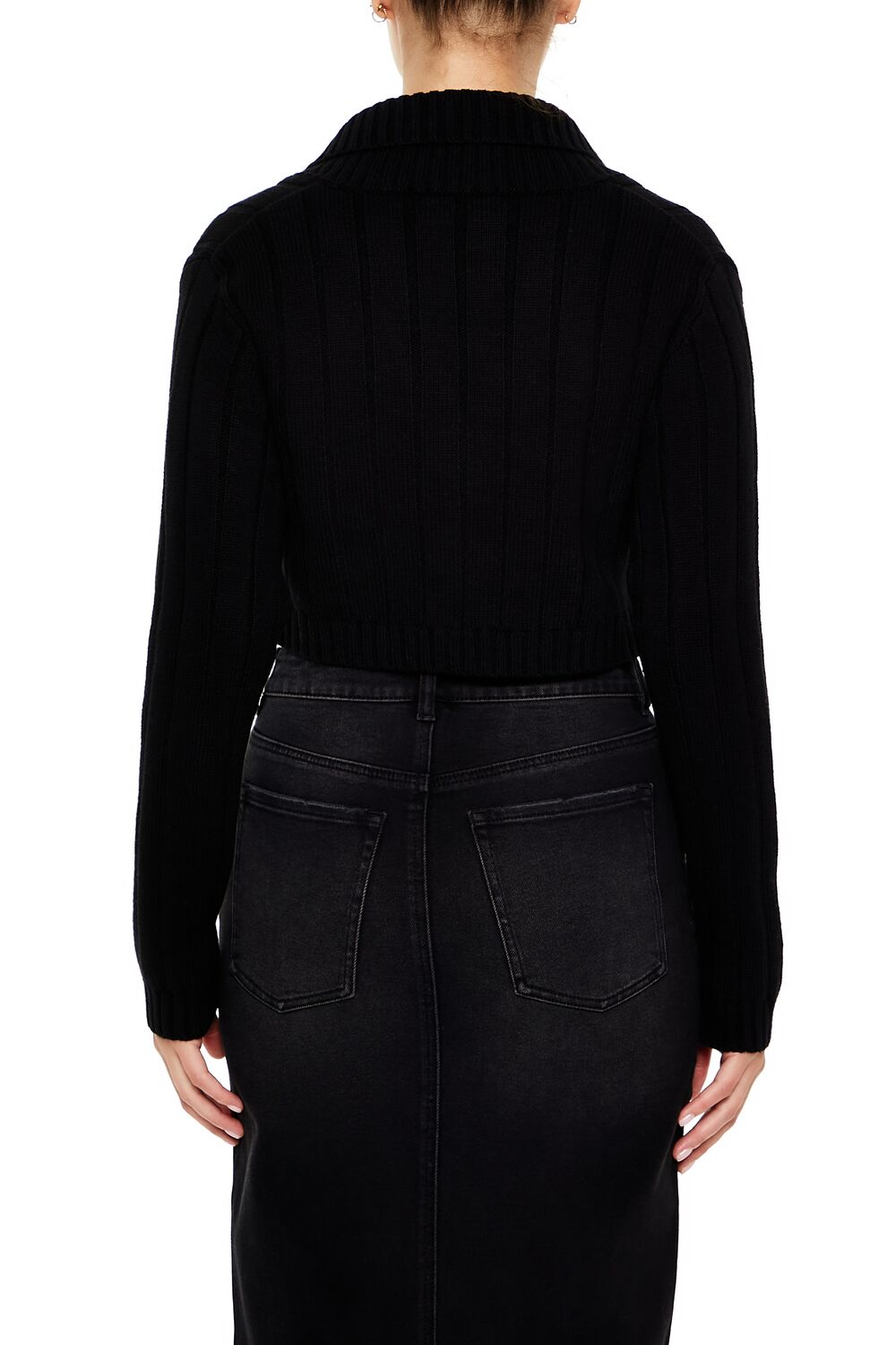 Cropped Rib-Knit Cardigan Sweater - Image 10