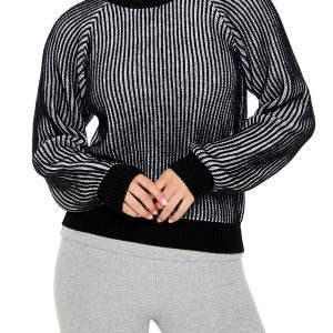 Striped Ribbed Knit Sweater