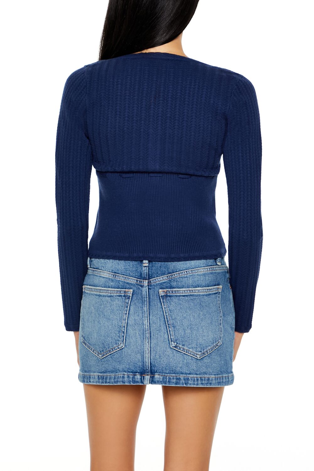 Tie-Front Pointelle Knit Sweater - Image 5