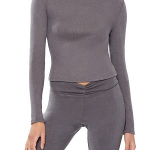 Cropped Mock Neck Top