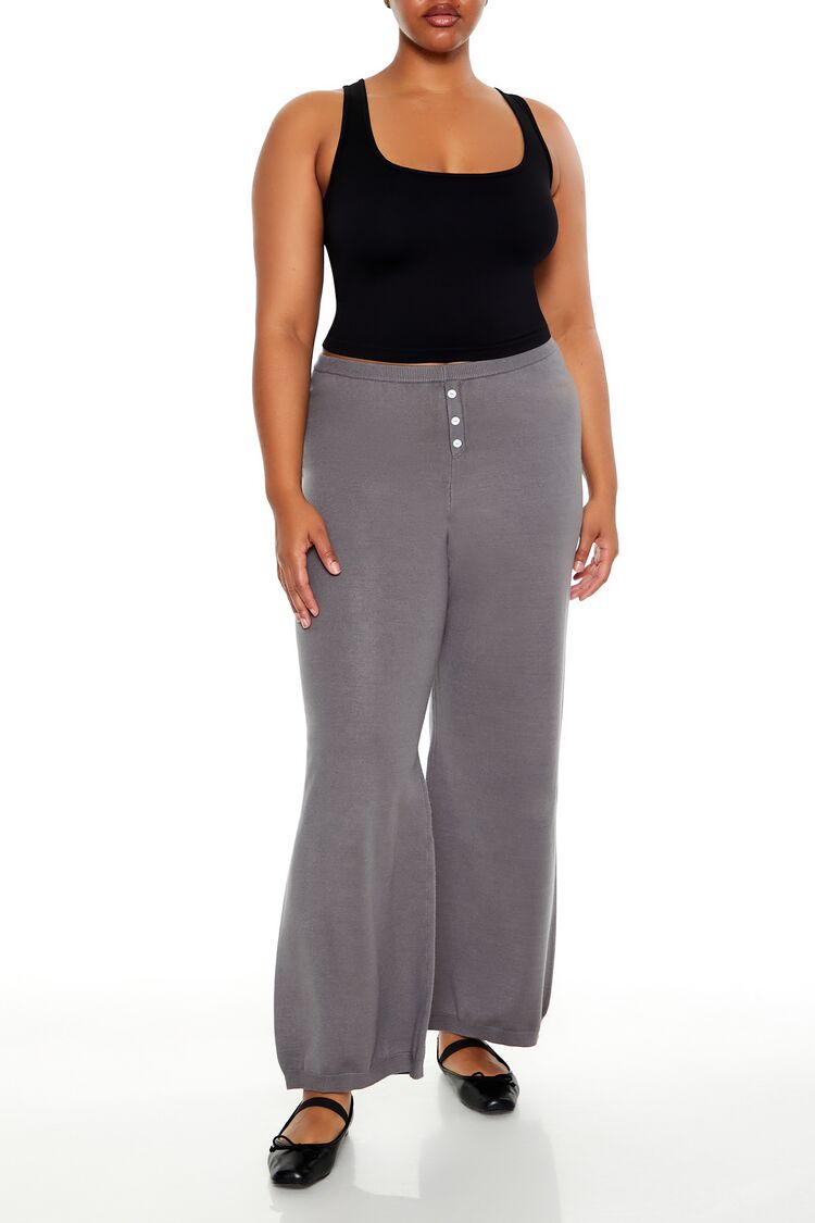 Plus Size Sweater-Knit Wide Pants