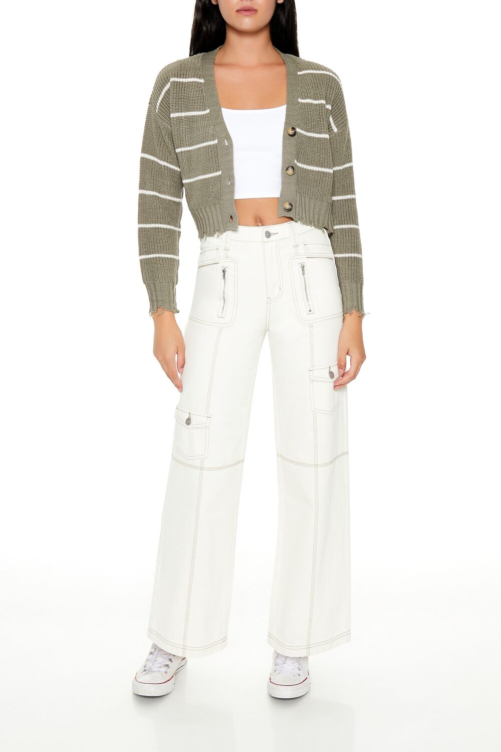 Pinstriped Cardigan Sweater - Image 2