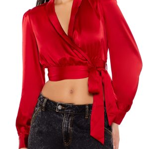 Satin Wrap Crop Top