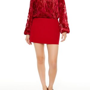 Flocked Paisley Surplice Bodysuit