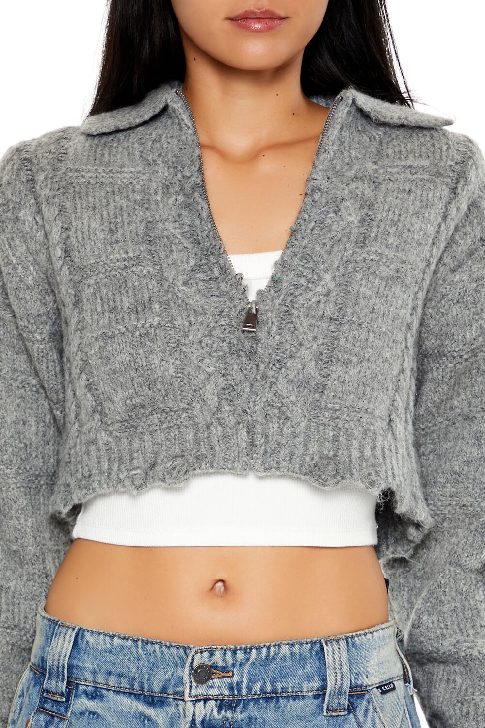 Cable Knit Sharkbite Half-Zip Sweater - Image 3